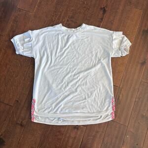 Matilda Jane Women’s Medium Top Cream Ruffles Short Sleeve‎ Shirt